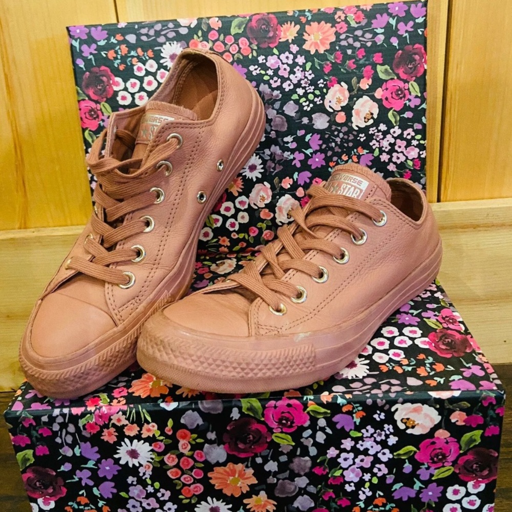 Pink Leather Converse All Stars